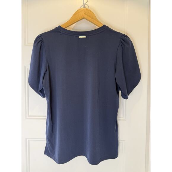 MICHAEL Michael Kors Women’s Navy Chain-Neck Flutter Sleeve Top (P/M) - Picture 3 of 8